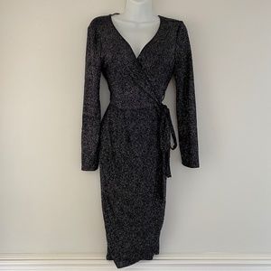 Black Sparkly Wrap Dress
